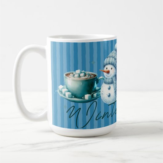 Wintervibes Snowmannschuhe saisonale Kaffeetasse (Links)