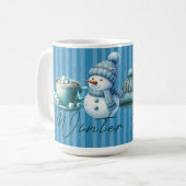 Wintervibes Snowmannschuhe saisonale Kaffeetasse (Vorderseite Links)