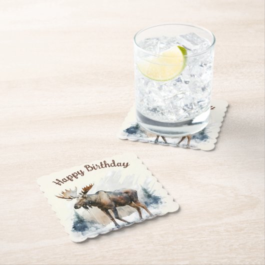 Wintervibes Wasserfarbenose - Untersetzer Papier (Vor Ort)