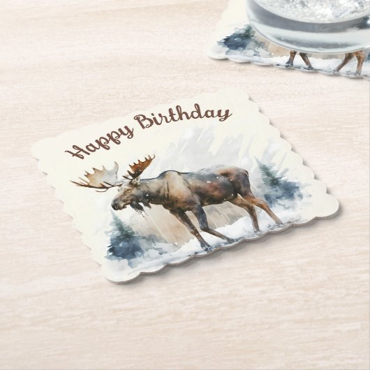 Wintervibes Wasserfarbenose - Untersetzer Papier (angewinkelt)