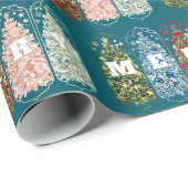 Wintervögel dekorierte Bäume Geschenkpapier (Rolleneckpunkt)