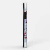 Wintervogel durch Schneefenster. Weihnachtsszene Case-Mate iPhone Hülle (Hinten/Rechts)