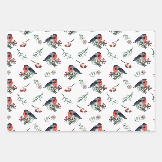 Wintervögel Fütternd auf den Weihnachtsferien der Geschenkpapier Set (Vorderseite 3)