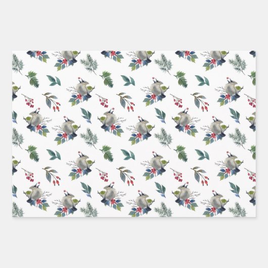 Wintervögel Fütternd auf den Weihnachtsferien der Geschenkpapier Set (Vorderseite 2)