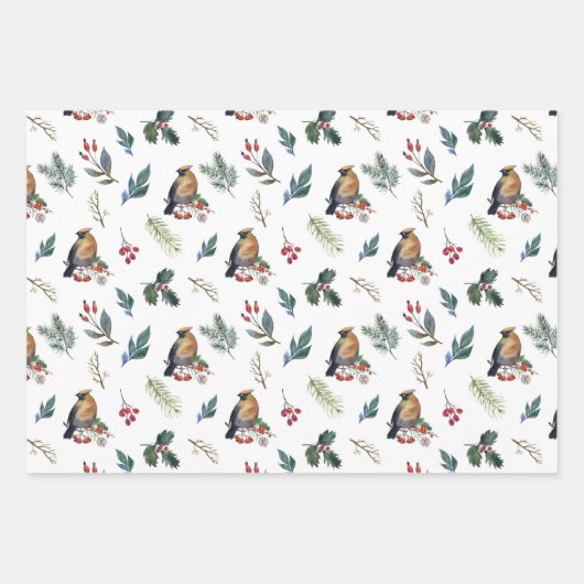 Wintervögel Fütternd auf den Weihnachtsferien der  Geschenkpapier Set (Vorderseite)