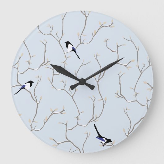 Wintervögel Große Wanduhr (Vorderseite)