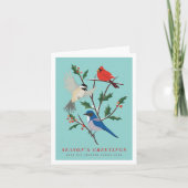 Wintervögel Illustriertes Foto Feiertagskarte (Vorderseite)