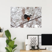 Wintervogel im Schnee Poster (Heimbüro)