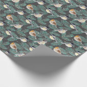 Wintervögel in Schneeflocken Geschenkpapier (Ecke)