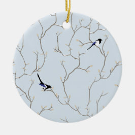 Wintervögel Keramik Ornament