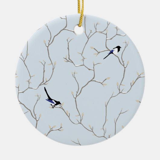 Wintervögel Keramik Ornament (Vorne)