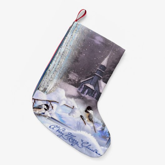 Wintervögel Kleiner Weihnachtsstrumpf (Vorderansicht (hängend))