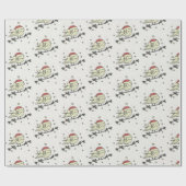 Wintervogel mit dem Hut des Weihnachtsmanns Geschenkpapier (Flach)