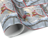 Wintervögel mit rotem Herzen Geschenkpapier (Rolleneckpunkt)