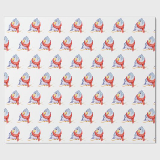 Wintervogel mit Scarf Geschenkpapier (Flach)