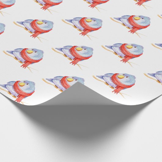 Wintervogel mit Scarf Geschenkpapier (Ecke)