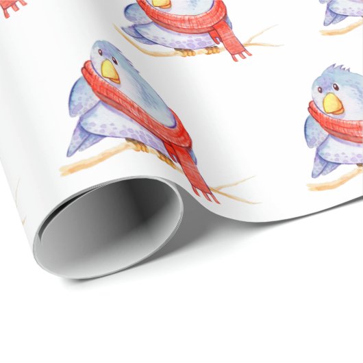 Wintervogel mit Scarf Geschenkpapier (Rolleneckpunkt)