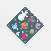 Wintervögel mit Schnee spielen mit Schneemann Serviette (Ecke)
