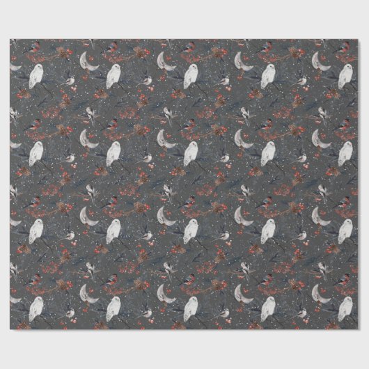 Wintervögel mit Schneedeckpapier Geschenkpapier (Flach)