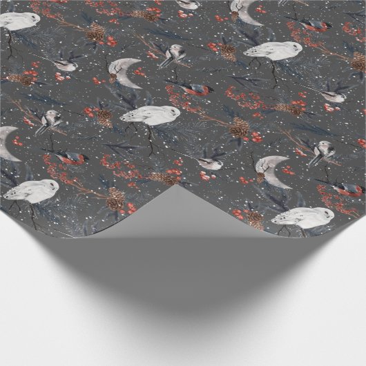 Wintervögel mit Schneedeckpapier Geschenkpapier (Ecke)