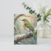 Wintervogel Moderne Kunst Postkarte (Stehend Vorderseite)