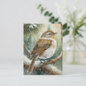 Wintervogel Moderne Kunst Postkarte (Stehend Vorderseite)