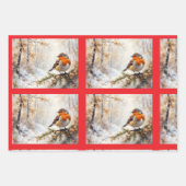 Wintervögel Natürlich Geschenkpapier Set (Vorderseite)