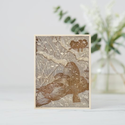 Wintervögel Postkarte (Stehend Vorderseite)