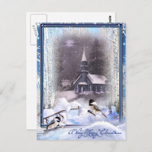 Wintervögel Postkarte (Vorne/Hinten)