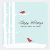 Wintervögel Quadratischer Aufkleber (Vorderseite)