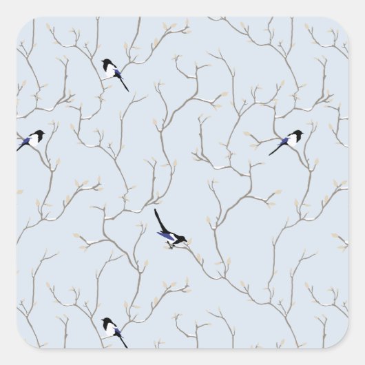 Wintervögel Quadratischer Aufkleber (Vorderseite)