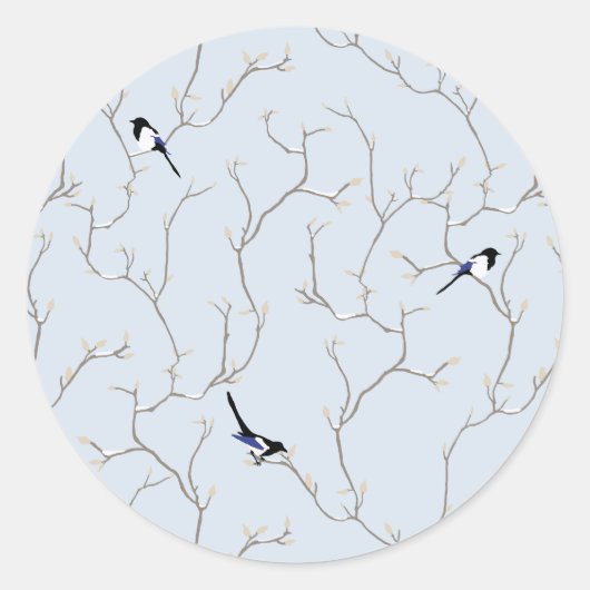 Wintervögel Runder Aufkleber (Vorderseite)