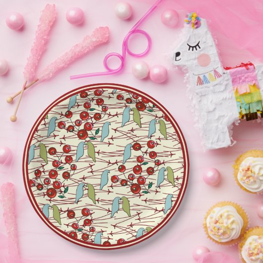 Wintervögel und Berries Pappteller (Party)