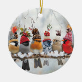 Wintervögel, Vogelliebhaber, Kuppeln Keramik Ornament (Vorne)