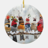 Wintervögel, Vogelliebhaber, Kuppeln Keramik Ornament (Hinten)