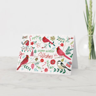 Wintervögel - warme Wünsche Feiertagskarte