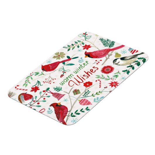 Wintervögel - warme Wünsche Magnet (Linke Seite)