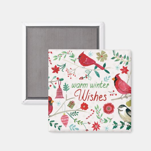 Wintervögel - warme Wünsche Magnet (Vorderseite/Rückseite)