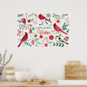 Wintervögel - warme Wünsche Poster (Küche)