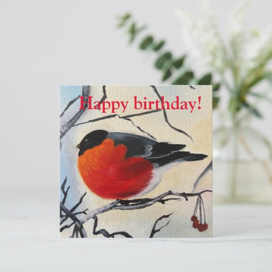 Wintervogelkarte zum Geburtstag (Stehend Vorderseite)