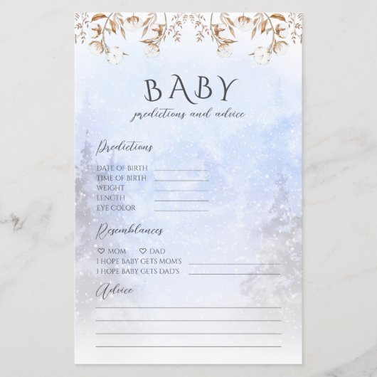 Wintervorhersagen und Ratschläge Kinderdusche (Vorderseite)