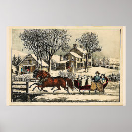 Wintervormittag im Land Currier & Ives Poster