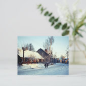 Wintervormittag, Prienai, Litauen Winter Postkarte (Stehend Vorderseite)