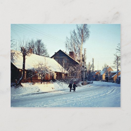 Wintervormittag, Prienai, Litauen Winter Postkarte (Vorderseite)