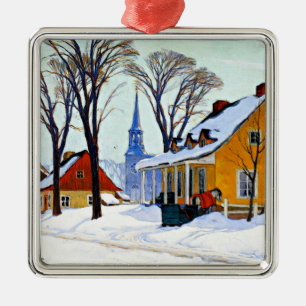 Wintervormittag, schöne Kunst von Clarence Gagnon Ornament Aus Metall