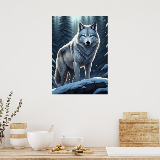 Winterwächter - Der Wolf Poster (Küche)
