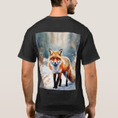 Winterwächter: Fuchs im Schnee T-Shirt (Rückseite)