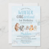 Winterwald 1. Geburtstag Einladung Winter (Vorderseite)