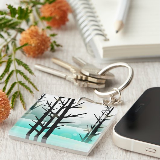 Winterwald Akryllischer Schlüsselanhänger (Vorderseite rechts)