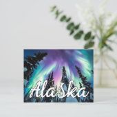 Winterwald Alaska Typografie der Nordlichter Postkarte (Stehend Vorderseite)